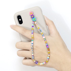 new soft pottery color mix and match flowers smiley beaded letters LOVE anti-drop mobile phone chain