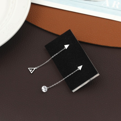 Simple luxury niche geometric asymmetric pendant coper earrings's discount tags