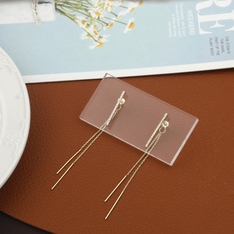 Simple luxury classic silver diamond copper geometric earrings NHIK620388's discount tags