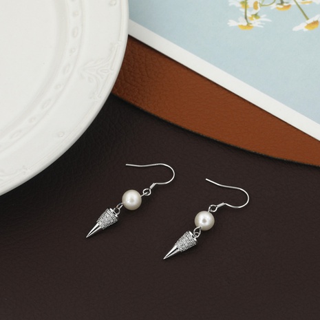 Simple luxury classic niche silver tassel hook copper earrings NHIK620385's discount tags