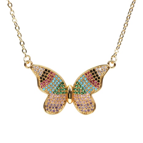 European colored diamond butterfly necklace copper clavicle chain  NHPY602340's discount tags