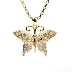 fashion zircon butterfly necklace copper lady sweater chain
