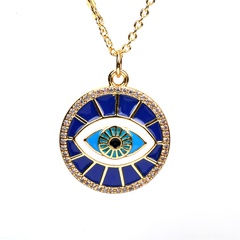 copper zircon devil's eye necklace evil blue eyes dripping oil sweater chain