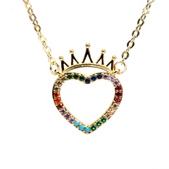 Copper love necklace niche peach heart crown pendant clavicle chain