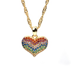 copper diamond love necklace copper pendant water wave chain