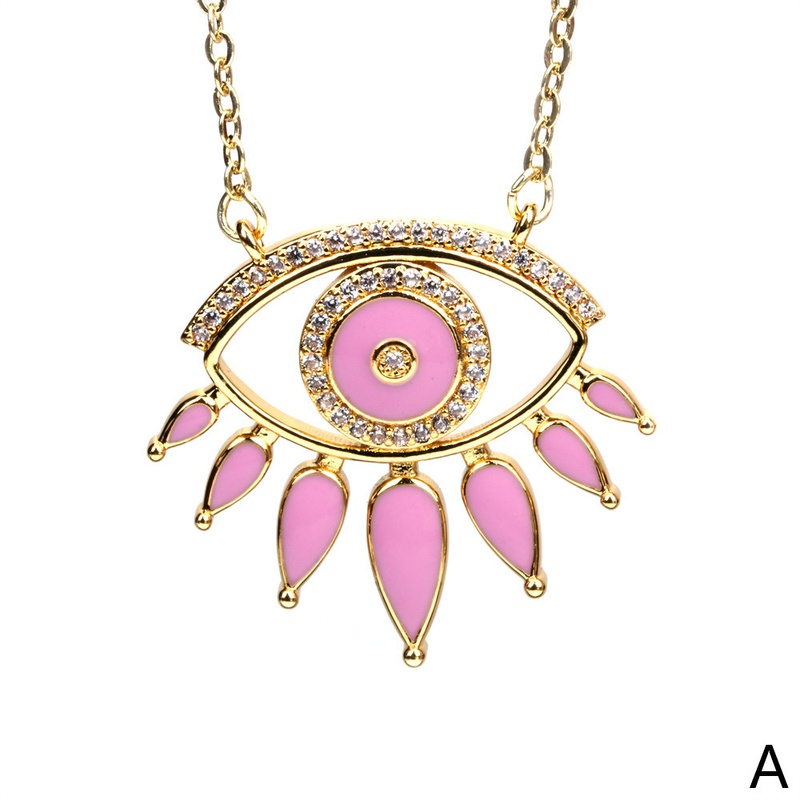 devils Eye Pendant Copper Drop Oil Necklace Female Simple Clavicle Chain