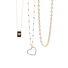 European love-shaped stacked necklace copper diamond sweater chain