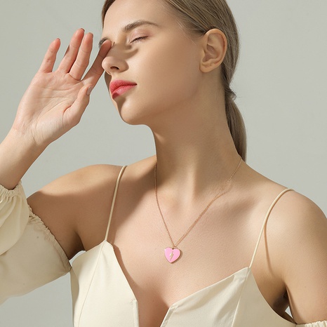 Luxus-Nischen-Tropfen-Glasur-Liebes-Blitz-Halskette süßer herzförmiger Anhänger's discount tags
