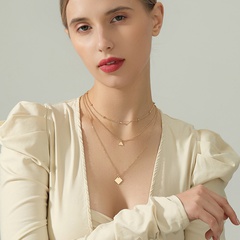 mehrschichtige kupferne Halskette der einfachen Art und Weise der quadratischen hängenden Kette der Dame