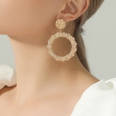 popular new jewelry simple metal basic texture circle geometric earrings