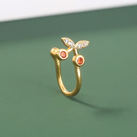 European and American personality copper inlaid zircon cherry fruit nose ring  NHDB602458's discount tags