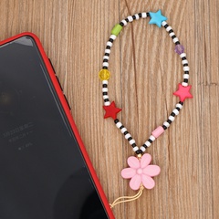 European and American mobile phone rope pendant short wrist rope jewelry key chain flower pendant