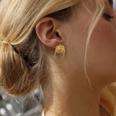 chain light luxury retro fashion temperament geometric niche design copper zircon earrings