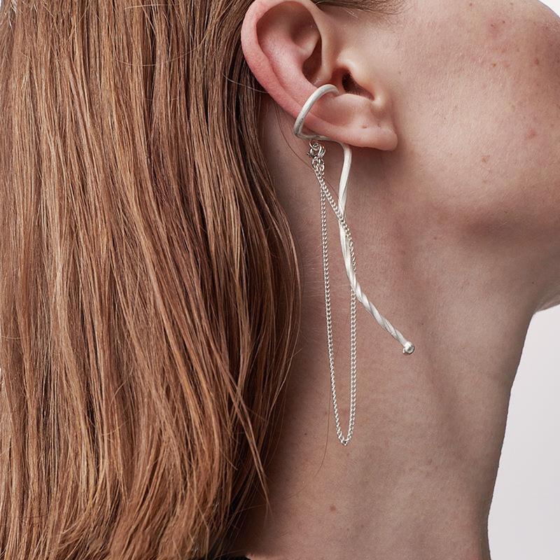 Tassel ear clips womens long chain ear bone clips personality fashion ear clip
