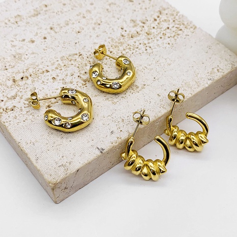 trend female niche fashion geometric retro unique metal simple earrings's discount tags