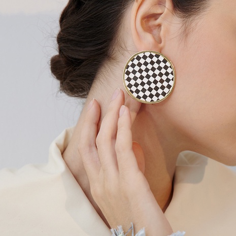 tide niche black white circle lattice exaggerated earrings's discount tags
