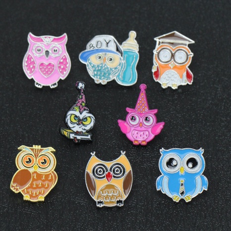 Korean version of cartoon animal oil dripping owl alloy brooch corsage's discount tags