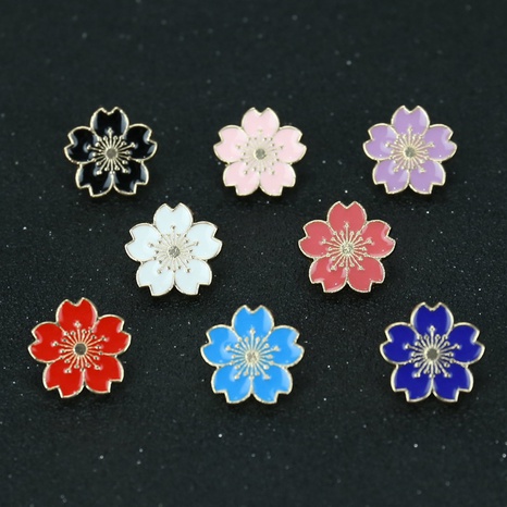 cute cartoon cherry blossom dripping oil alloy brooch's discount tags
