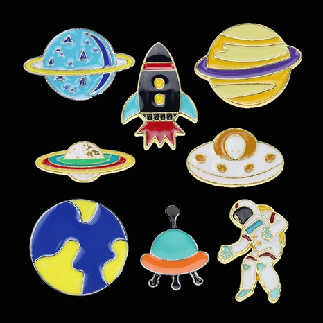 planet astronaut astronomical telescope spaceship aircraft drip oil alloy brooch's discount tags
