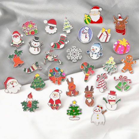 Santa Claus Christmas snowman dripping oil alloy brooch's discount tags