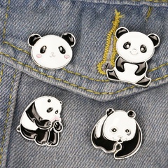 cute alloy brooch cartoon dripping oil panda funny badge brooch