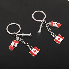 Porte-clés de voiture de drapeau national du Canada porte-clés de cadeau de feuille d'érable de dessin animé en métal