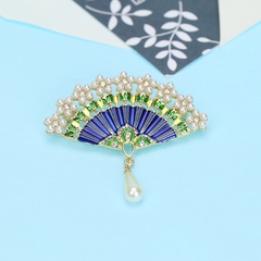 retro collar pin exquisite drip oil pearl rhinestone bamboo pendant brooch