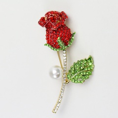rose brooch corsage elegant alloy inlaid rhinestone brooch