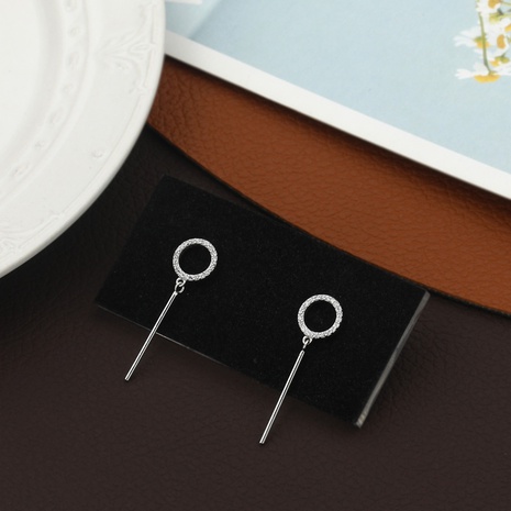 Simple fashion diamond circle long stick copper earrings NHIK616791's discount tags