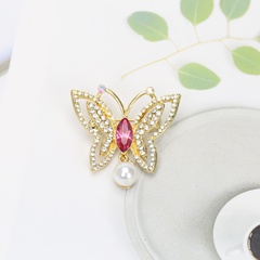 European luxury zircon corsage pearl butterfly brooch insect pin