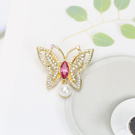 European luxury zircon corsage pearl butterfly brooch insect pin NHBAI602842's discount tags