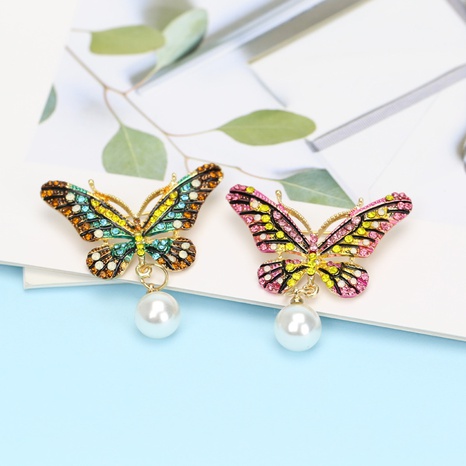 fashion exquisite insect clothing diamond butterfly brooch pin NHBAI602858's discount tags