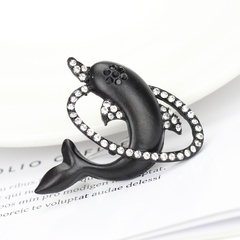 nouvelle broche animal incrustée de diamants dauphin en alliage de dessin animé