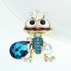 Retro frog brooch blue imitation crystal flash diamond animal corsage
