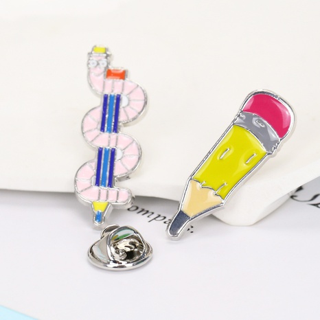 creative new cute snake pencil dripping oil brooch badge's discount tags