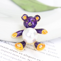 fashion cute purple bear animal brooch sweet silk scarf buckle pin