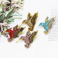 fashion colorful rhinestone bird brooch drip oil cute insect corsage collar pin