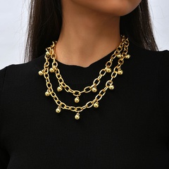 einfache hohle geometrische mehrschichtige goldene Perlenkette aus Metall