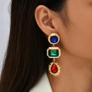 retro contrast color long geometric rhinestone creative trend earrings wholesalepicture6
