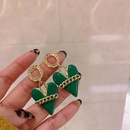 Oil drop chain green heart earrings new Korean threedimensional heart earrings femalepicture7