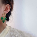 Oil drop chain green heart earrings new Korean threedimensional heart earrings femalepicture8