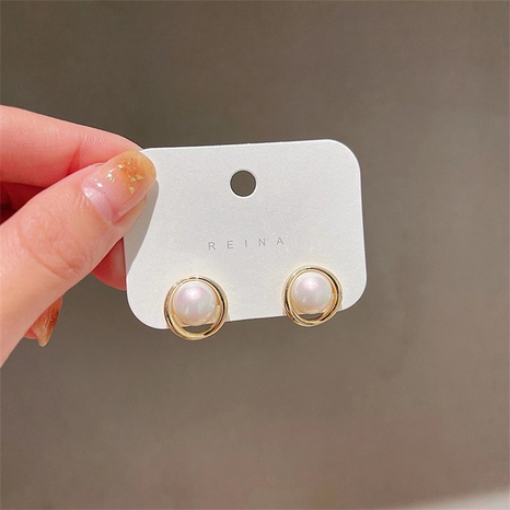 simple light luxury red round pearl earrings niche New Year 2022 new trendy earrings NHENY603009's discount tags