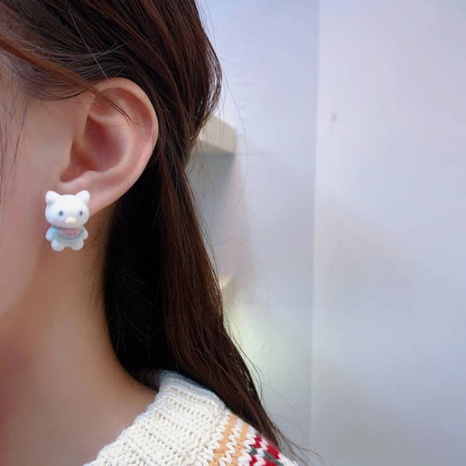 Korean autumn and winter new flocking watermelon cat earrings simple earrings women NHENY603013's discount tags