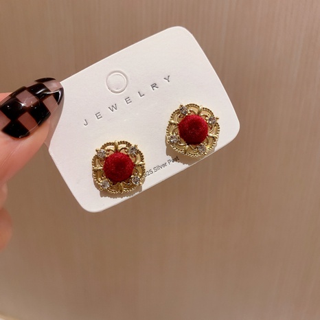 new autumn and winter retro velvet geometric earrings fashion stud earrings for women's discount tags