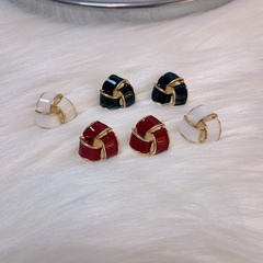 French retro twisted metal oil drop earrings female Korean fashion earrings