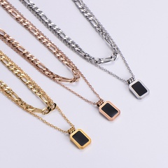 2022 New Stainless Steel Ladies Double Layer Clavicle Chain Geometric Pendant Necklace