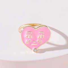 European and American fashion dripping oil crying tears heart-shaped expression ring