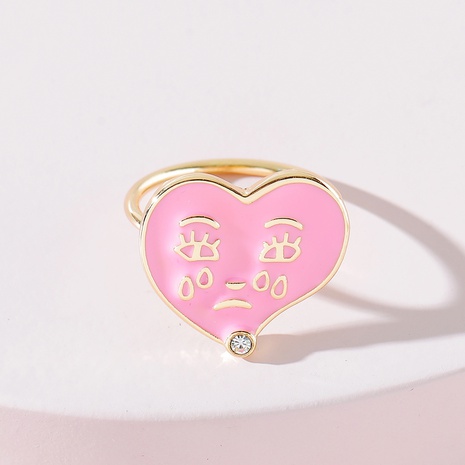 European and American fashion dripping oil crying tears heart-shaped expression ring's discount tags