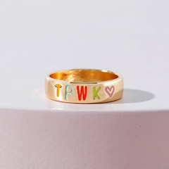 European and American fashion jewelry drip oil letter ring alloy ring