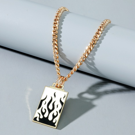 fashion jewelry drop oil flame square pendant alloy necklace wholesale's discount tags